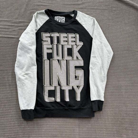 Drop Dead Tops - Drop Dead T-Shirt Women Medium Black Gray Cotton Long Sleeve Streetwear.